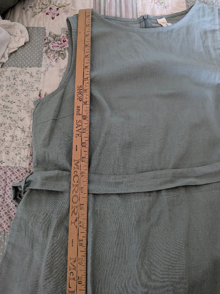 Nwt Grae Cove Sage Green Linen Cotton Tie Waist Dress S — image 7 of 8